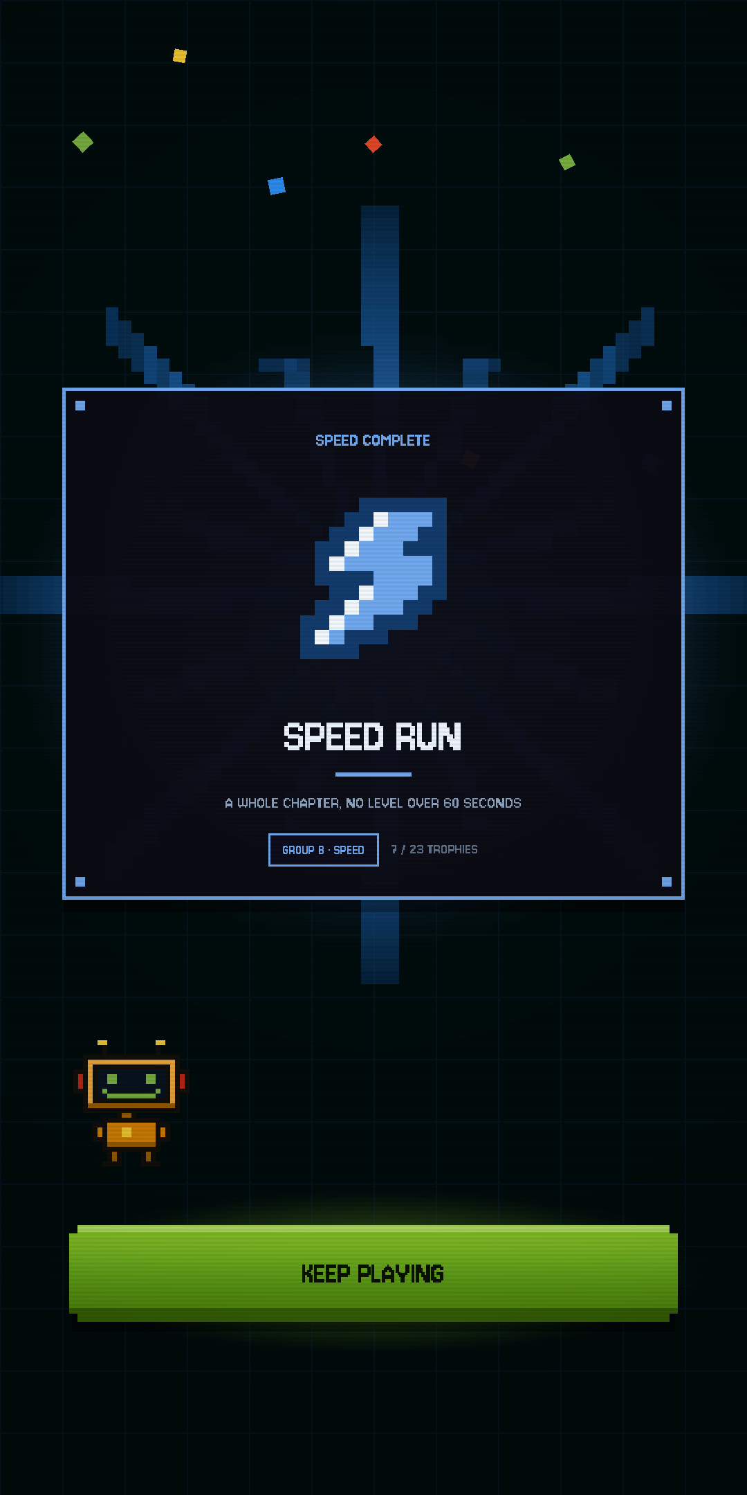 A trophy earned · Speed Run