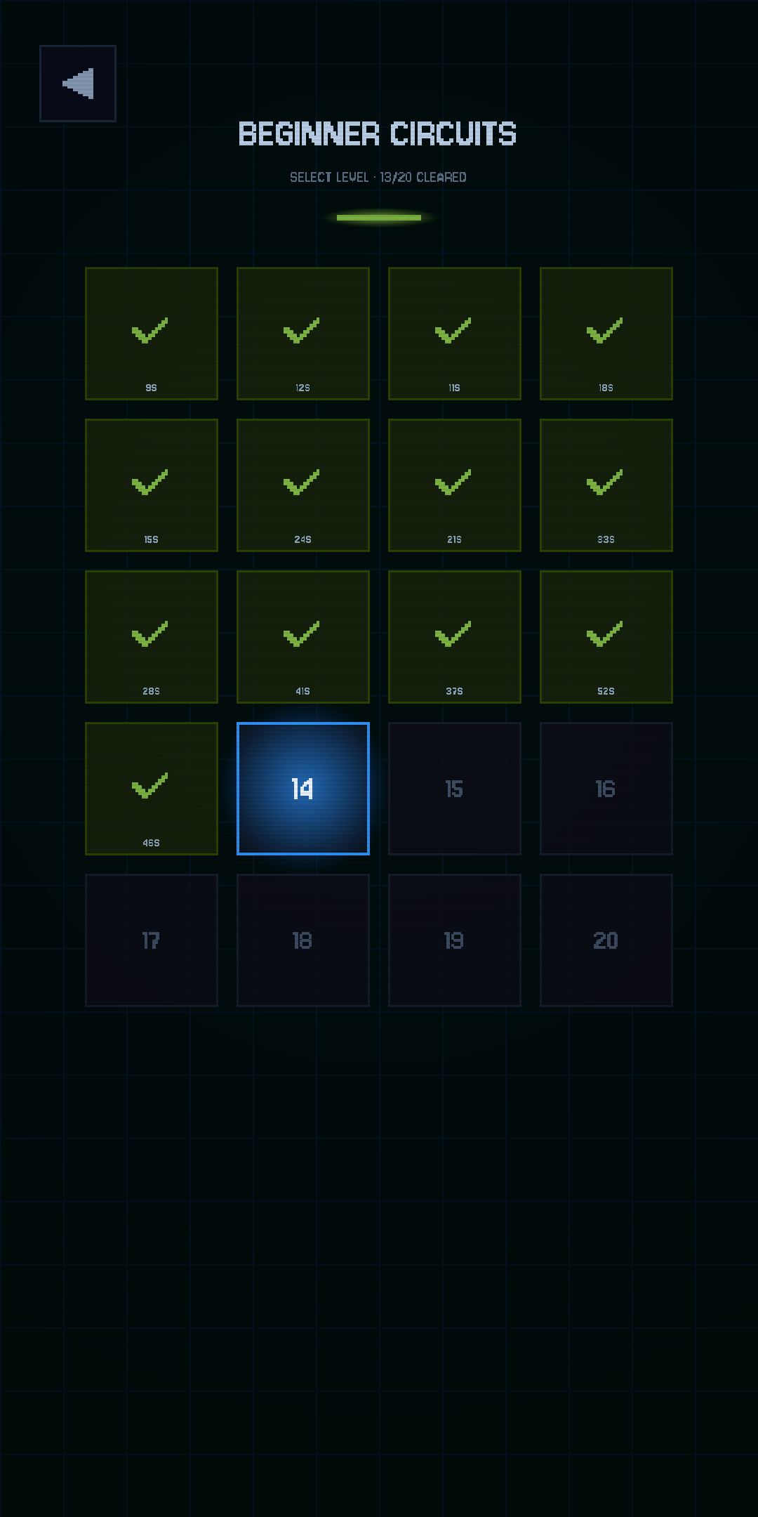 Level map · 13 of 20 cleared