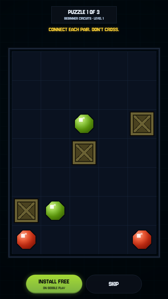 Pixel Links demo: a puzzle board with coloured dots